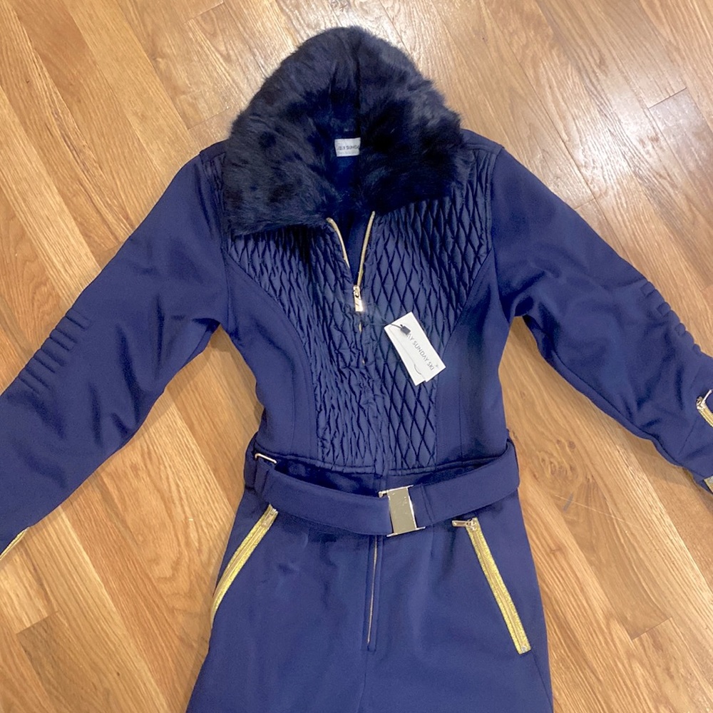 NWT My Sunday Ski Luxe Navy Cortina Ski Suit, Size Small